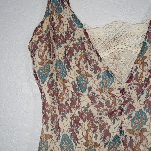 To The Max Cream Peacock Printed 100% Silk Dress Size‎ 4 - Picture 2 of 8